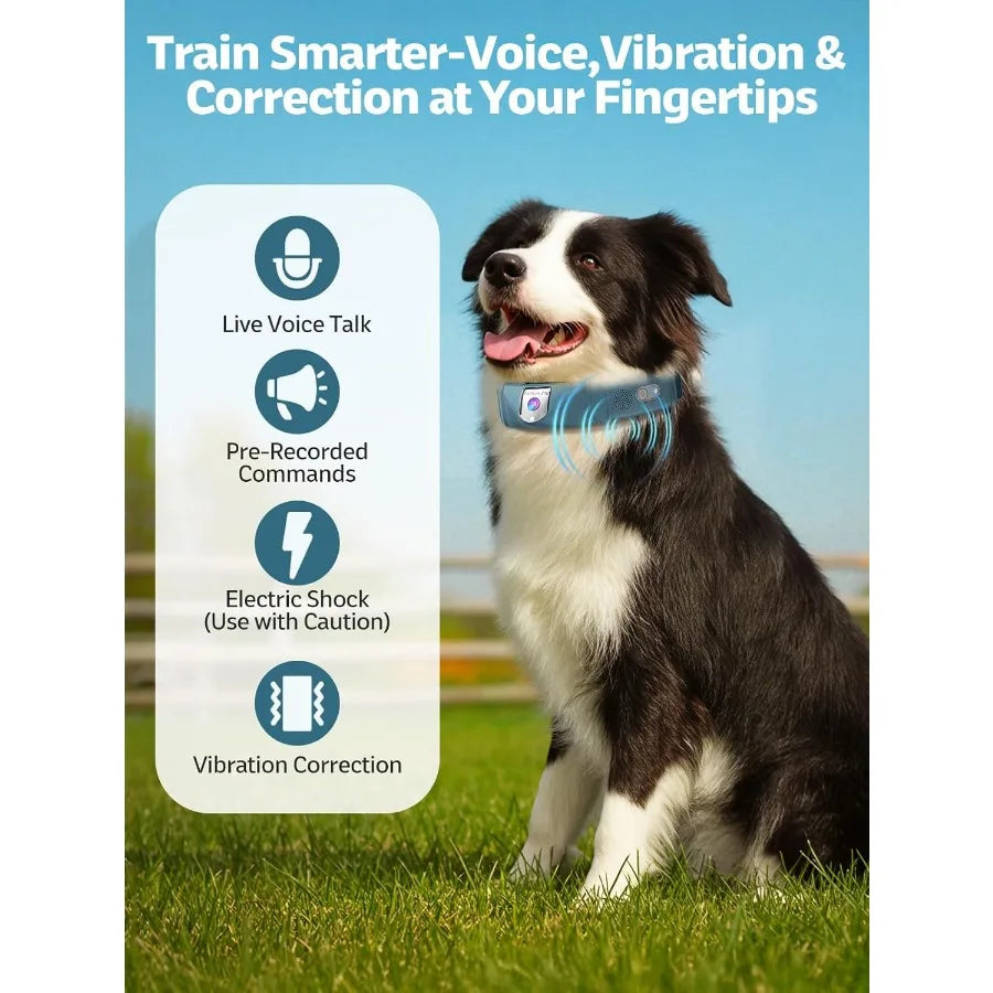Wireless Dog Fence System GPS Dog Fence Collar with 2K Camera Live Video Recording Virtual Fence GPS Tracker Two-Way Audio Wate