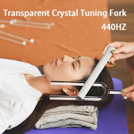Transparent Crystal Tuning Fork 440Hz Medical Apason Meditation Yoga Massage Tuning Forks Chakras Sound Therapy Instruments