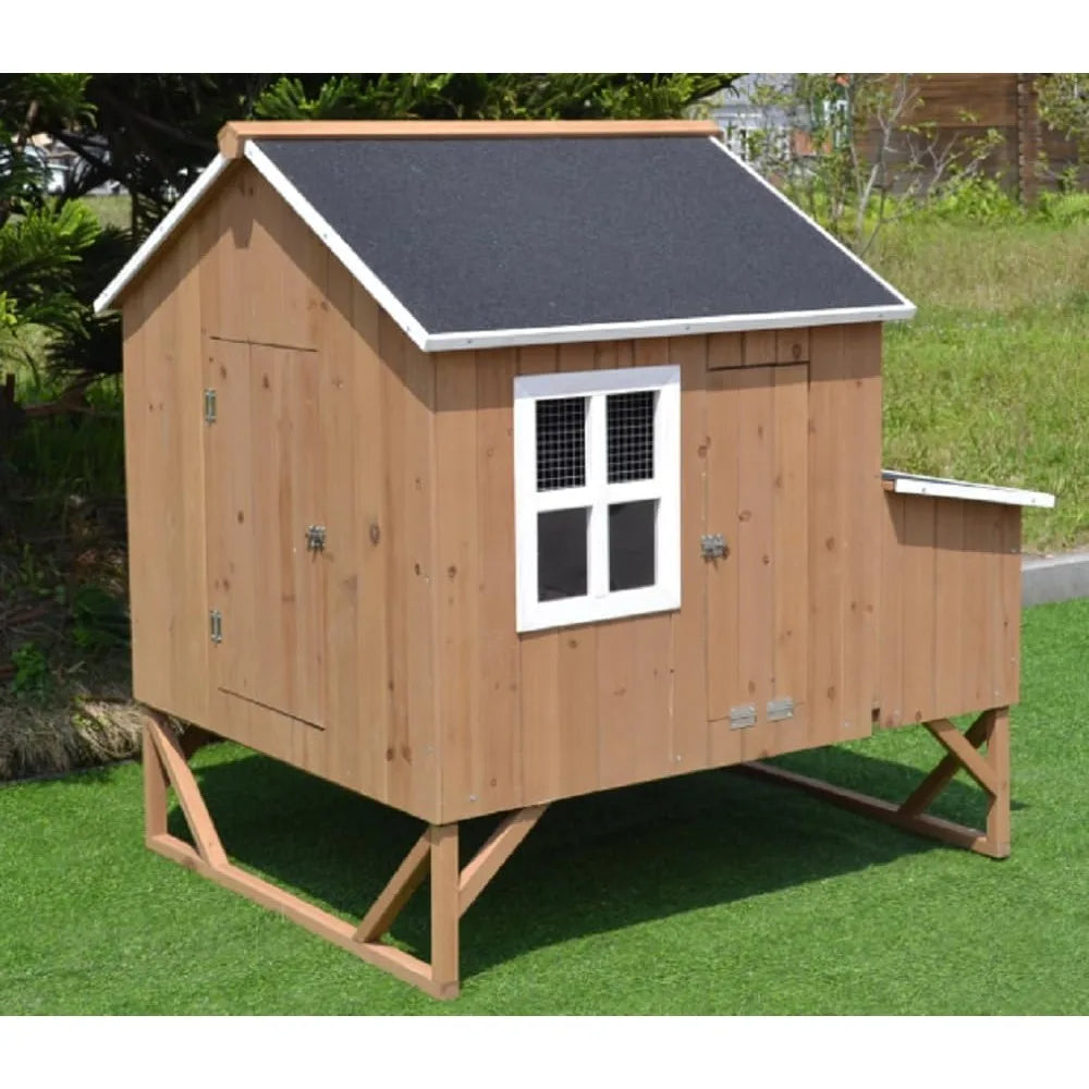 Deluxe Large Wood Chicken Coop Backyard Hen House 4-8 Chickens with 3 Nesting Box