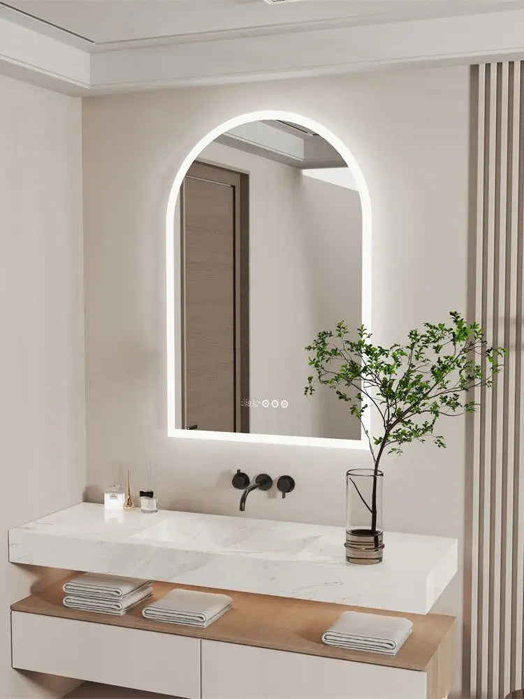 LUVODI 60x90cm Smart Bathroom Mirror LED Backlit Vanity Mirror with Touch Screen,Time And Temperature Display