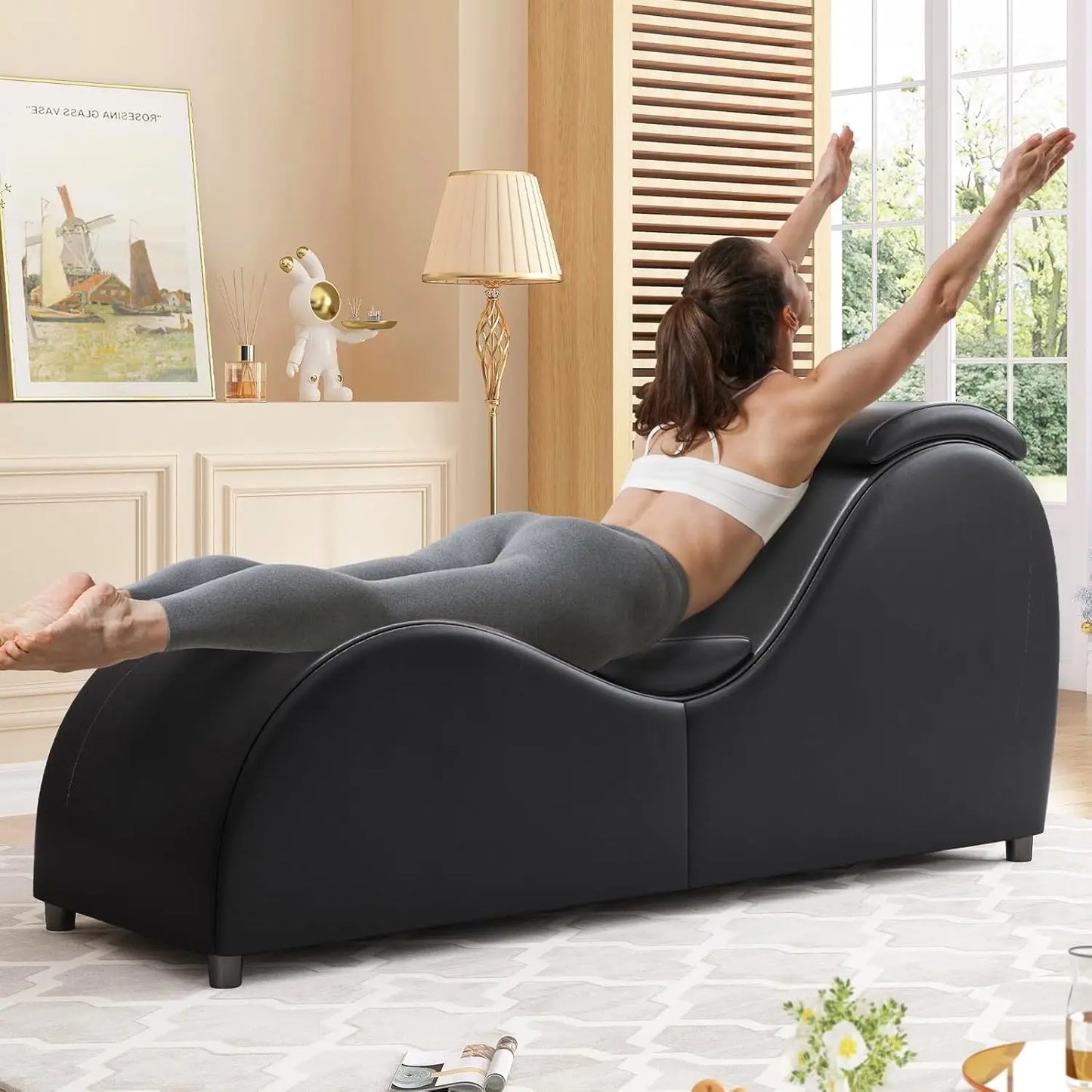 60'' Yoga Chairs, Curved Chaise Lounge Chair for Adults Stretching Exercising Relaxing, Ergonomically Designed Yoga, Customized