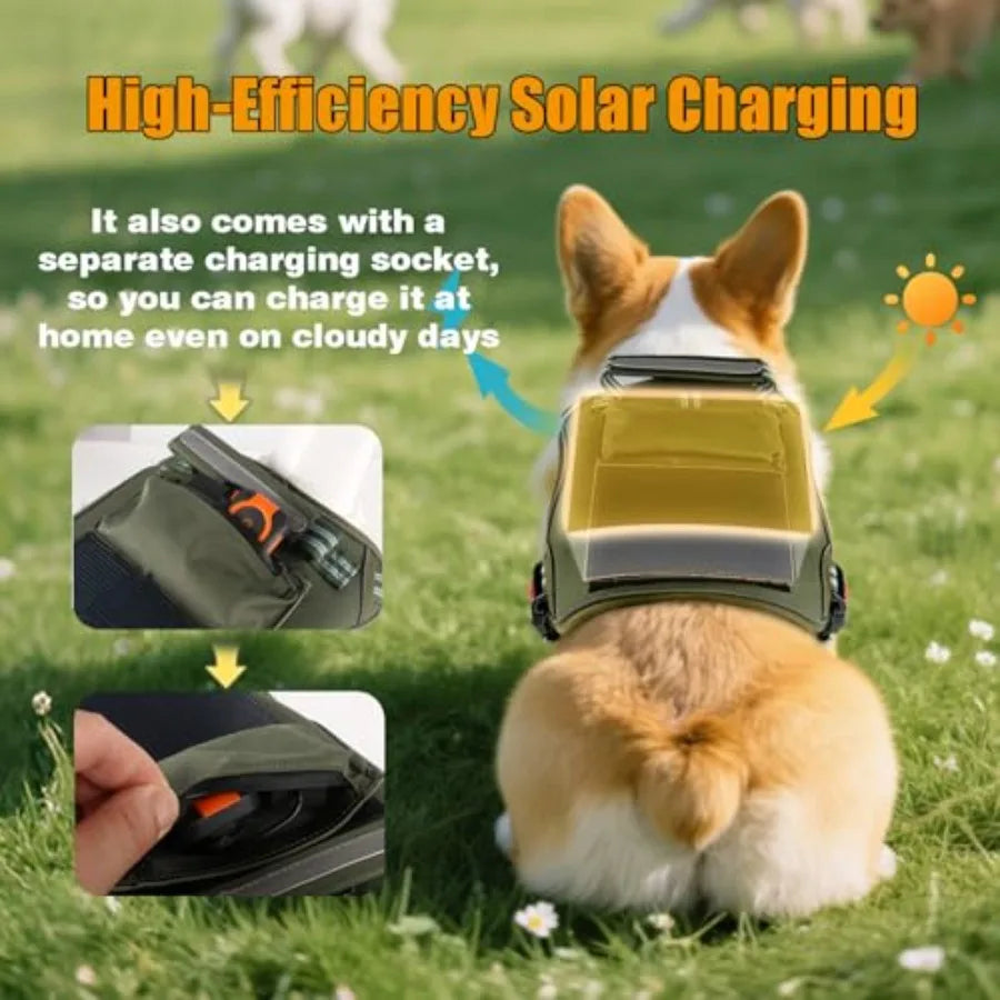 Solar-Powered GPS Tracker Vest for Dogs Cats Waterproof Lightwght Real-Time Pet Locator No Subscription Track History iOS Andro