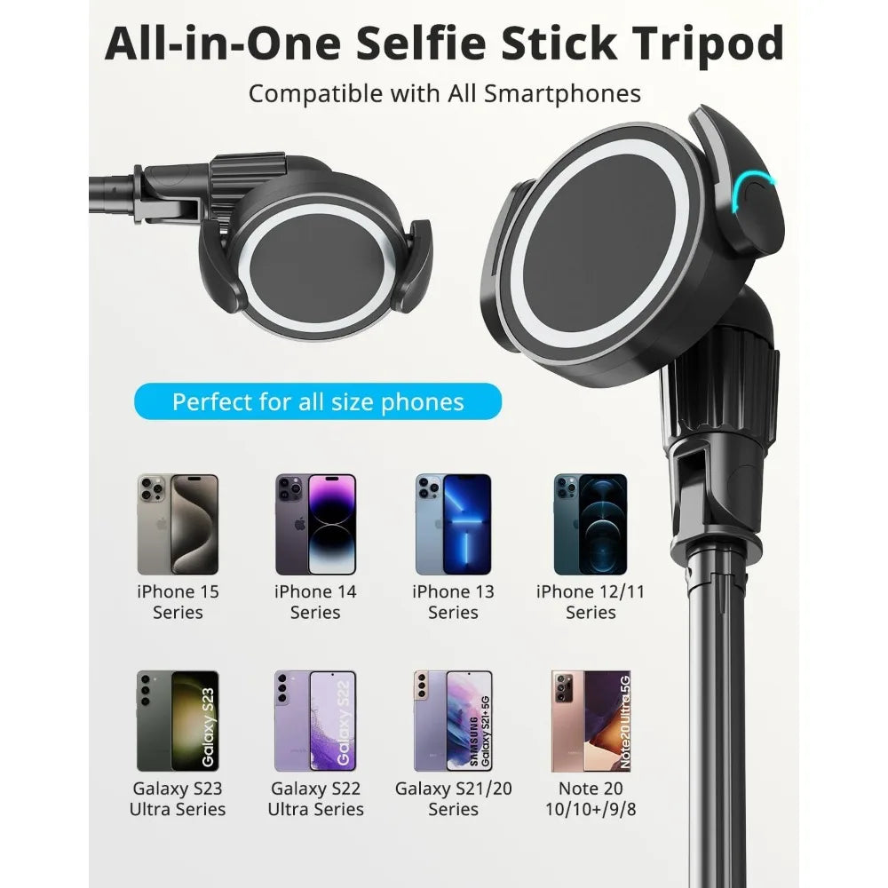 72-Inch Magnetic Tripod with Remote, Extendable for iPhones and Android Phones, Compatible with MagSafe