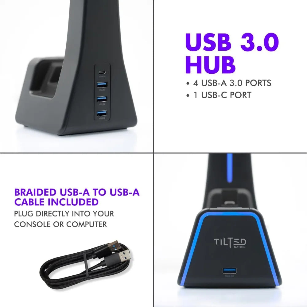 3-in-1 Gaming Headset and Controller Stand for PS5 and Xbox Series X - Charging Station, Holder, and Headphone Stand for Desk