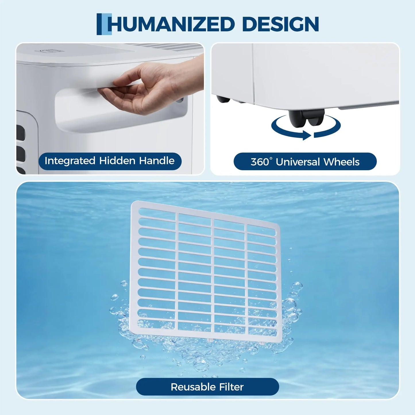 Portable 35 Pint Dehumidifier For Home Basement Bathroom, Up To 4,500 Sq Ft, Quiet Compact Unit With Reusable Filter