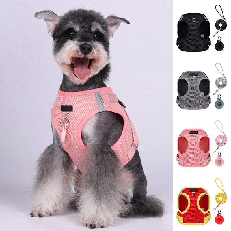 Pet Harness With AirTag Tracker And Leash Set