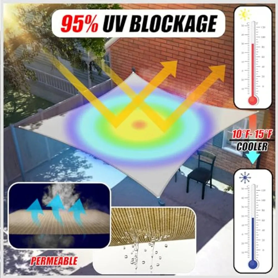 20' x 20' x 20' Triangle TAPT20 Sun Shade Sail Canopy Mesh Fabric UV Block UPF50 - Commercial Heavy Duty - 190 GSM - 3 Years Wa