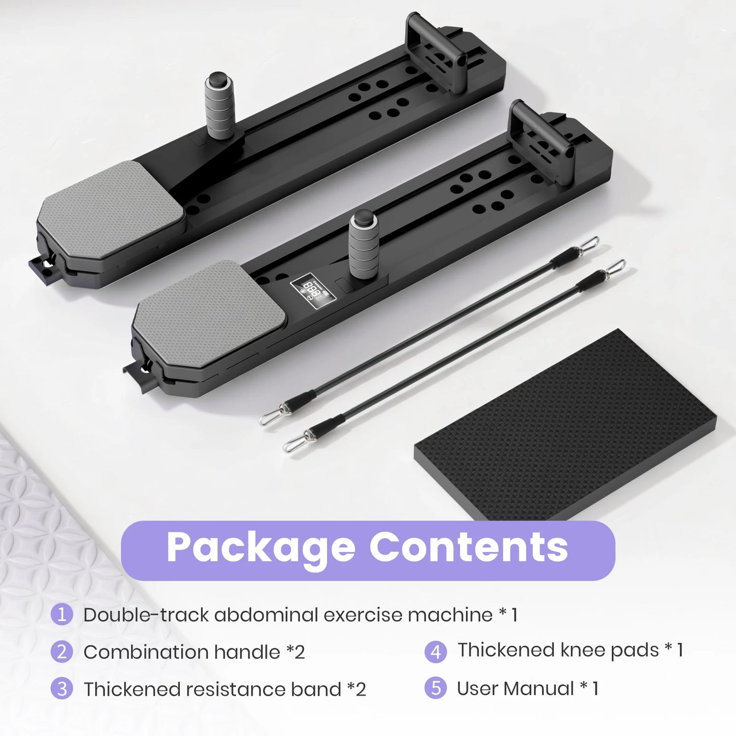 Portable Pilates Board Abdominal Fitness Equipment Push-Up Ski Balance Board Smart Reps/Kcal/Timer Display for Core Workouts
