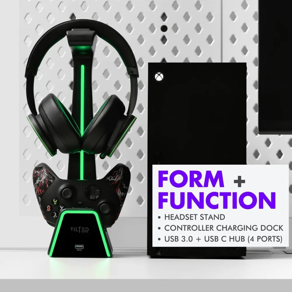 3-in-1 Gaming Headset and Controller Stand for PS5 and Xbox Series X - Charging Station, Holder, and Headphone Stand for Desk