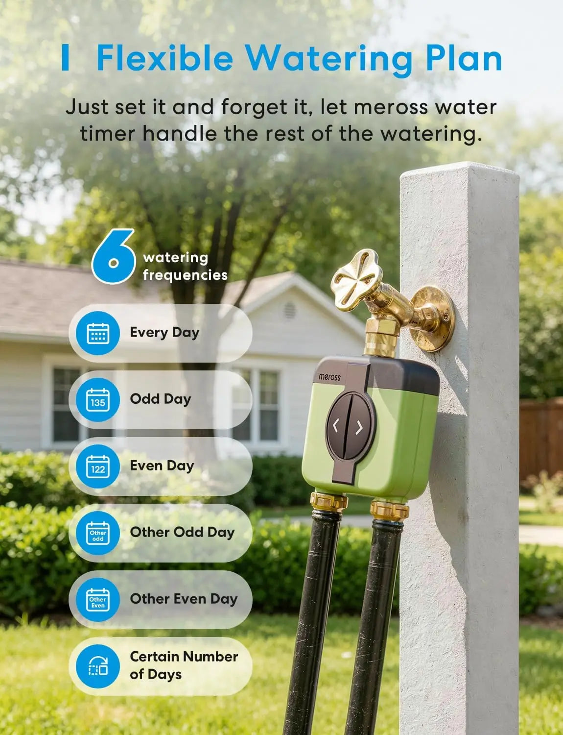 2 Zone WiFi Hose Timer with Brass Inlet & Outlet, Smart Sprinkler Controller, Remote & Voice Control, Weather-Based Rain Delay