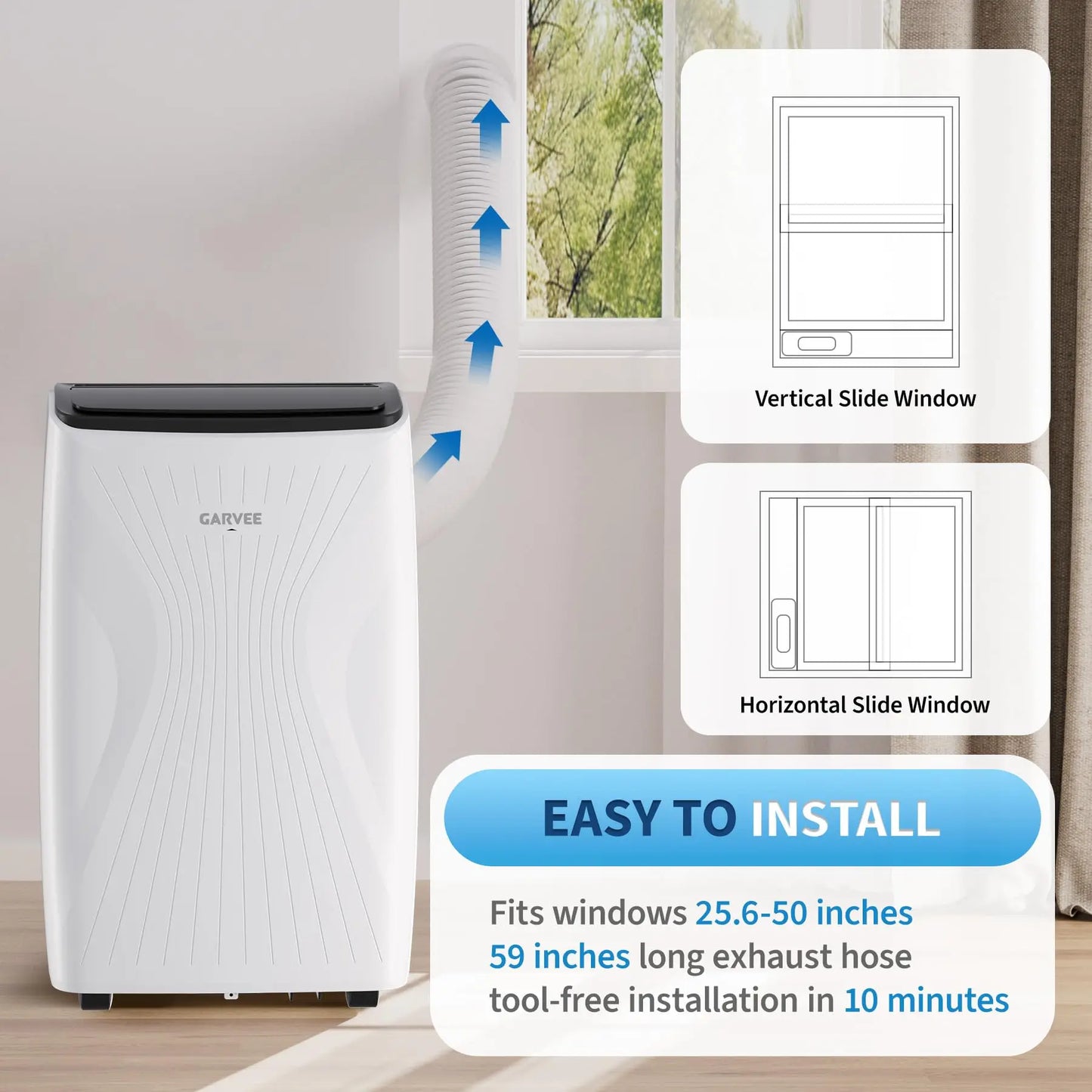 Portable Air Conditioner 12000 BTU For Rooms Up To 550 Sq.Ft, 4-in-1 AC With Cool, Fan, Dehumidifier, Sleep Mode, Kit