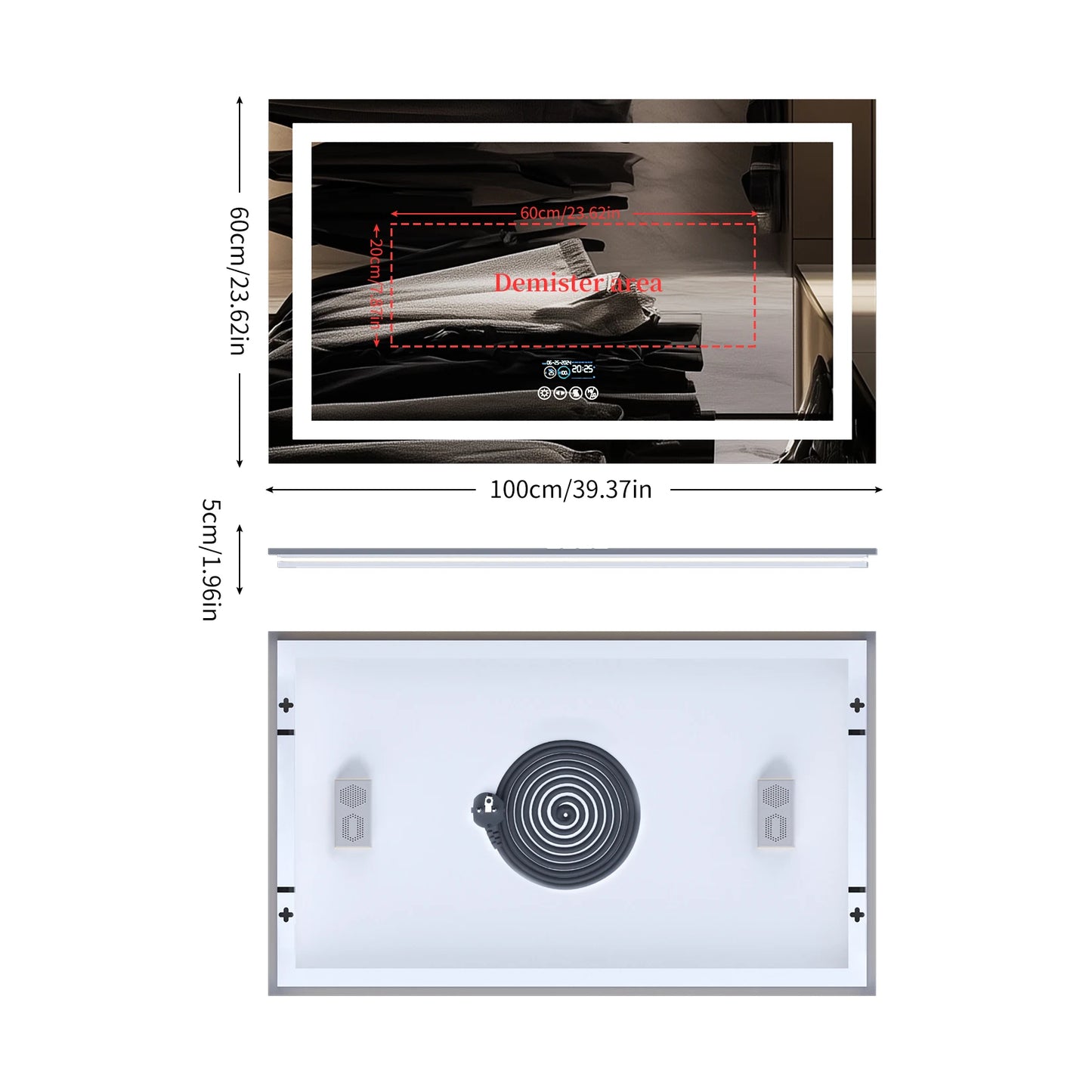 LUVODI Large Illuminate Bluetooth Bathroom Mirror Time Display LED Lighted Full Length Dressing Mirror