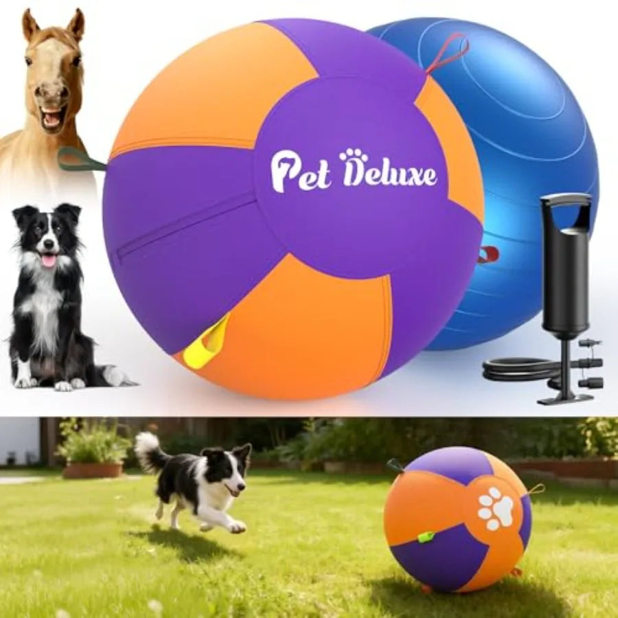 18" Herding Ball for Large Dogs - Durable Interactive Herding Toy with Fast Pump in 60S and Carry Handles for Australian Shephe