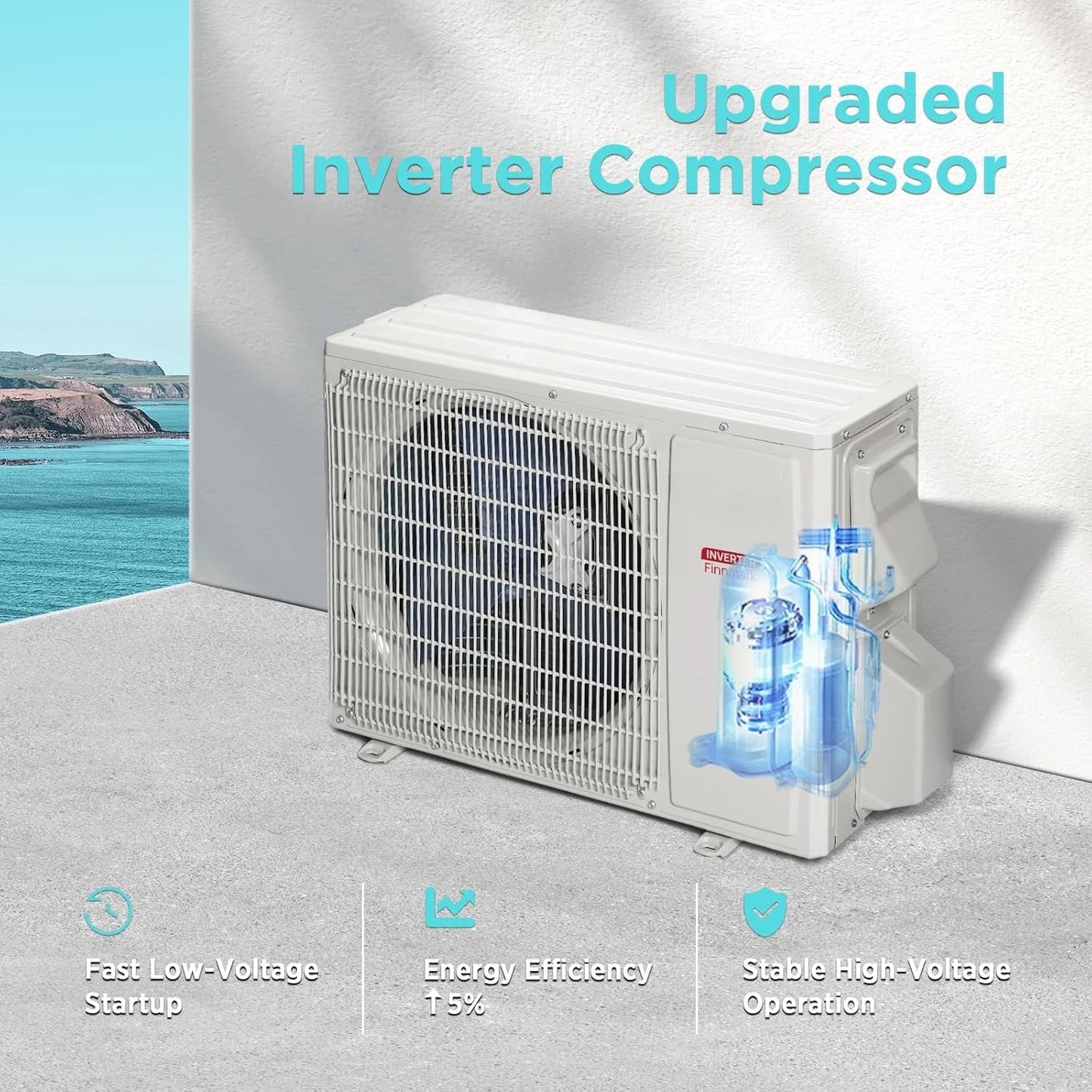 18,000 BTU Ductless Mini Split AC with Heat Pump, Inverter Compressor, 19 SEER2, 230V, R32 Refrigerant, Pre-charged, Customized