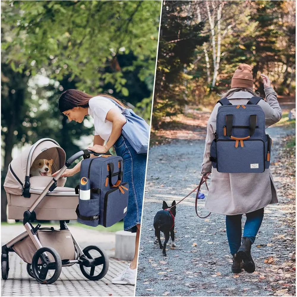 Dog Travel Bag, Airline Approved Backpack, Pet Accessories Organizer, Tote Weekend Bag with 2 Food Storage Containers, 2 Collaps