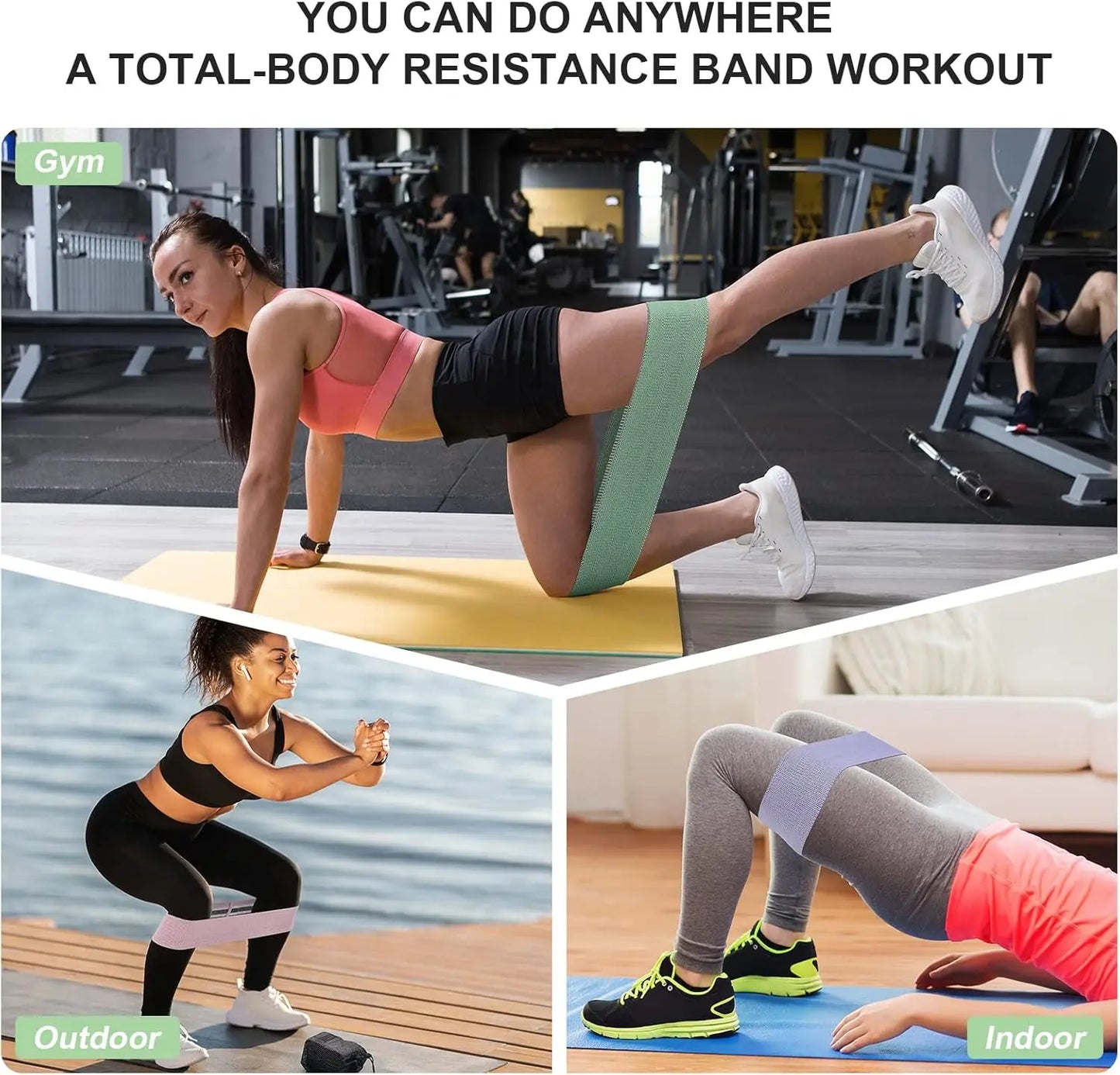 Resistance Bands Set for Full Body Workout, Exercise Bands for Legs and Butt, Yoga Pilates Fitness Equipment