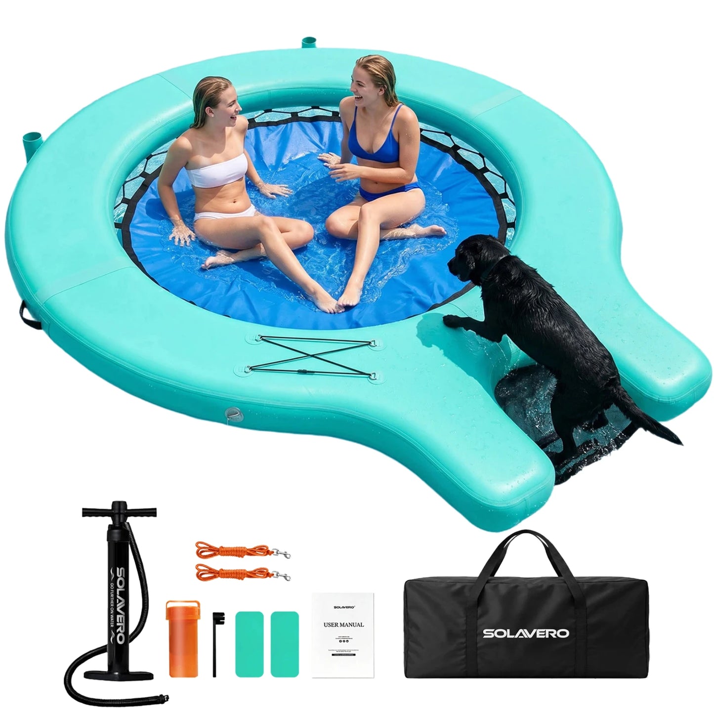 Inflatable Floating Dock, Portable Inflatable Platform With Cupholder, Repair Kit & Carry Bag, Heavy Duty Pool Float Raft for Swimming, Lake, Pool, Beach