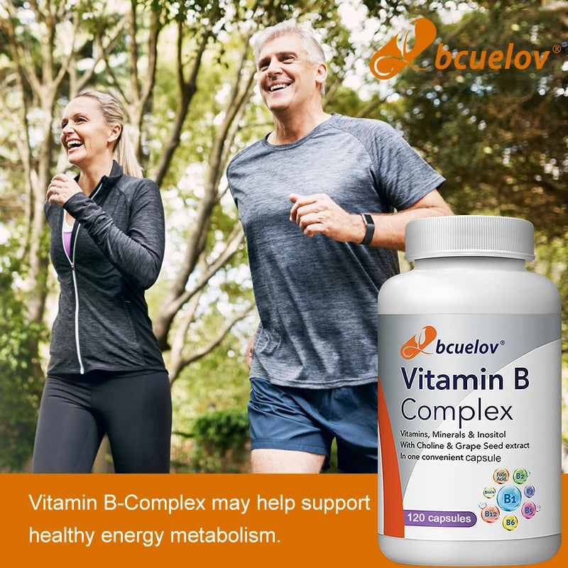 Vitamin B Complex Supplement, with Choline & Grape Seed Extract, Boosts Immunity, Metabolism, Supports Nervous System