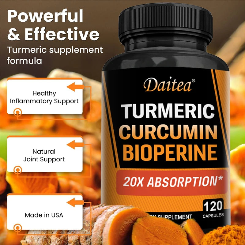 Turmeric Curcumin with BioPerine 95%-Better Absorption, Natural Joint Support Supplement, Vegan Herbal Extract