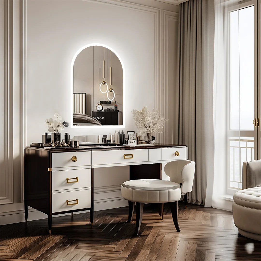LUVODI 60x90cm Smart Bathroom Mirror LED Backlit Vanity Mirror with Touch Screen,Time And Temperature Display