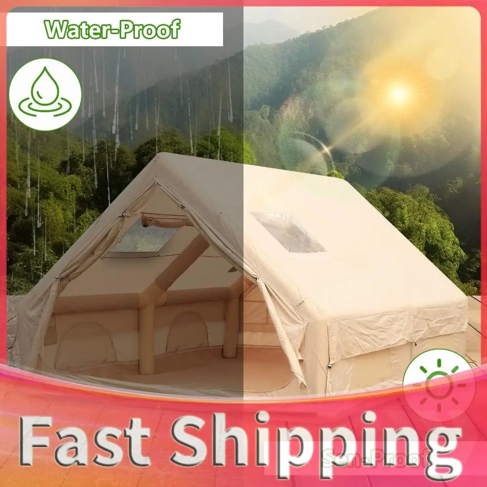 Inflatable Tent with Pump Glamping Camping Tents House Waterproof Windproof for 4 Seasons