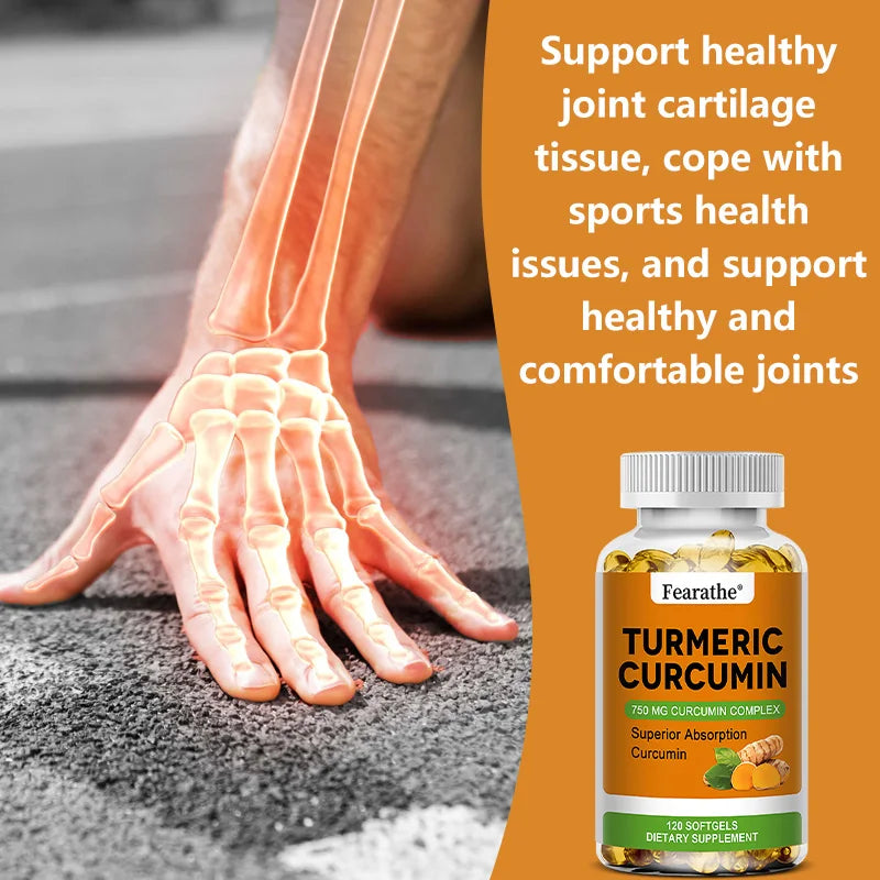 Organic Turmeric Curcumin Capsules - 750 Mg Highest Potency Curcumin Complex for Cardiovascular, Bone, Muscle, Brain Health