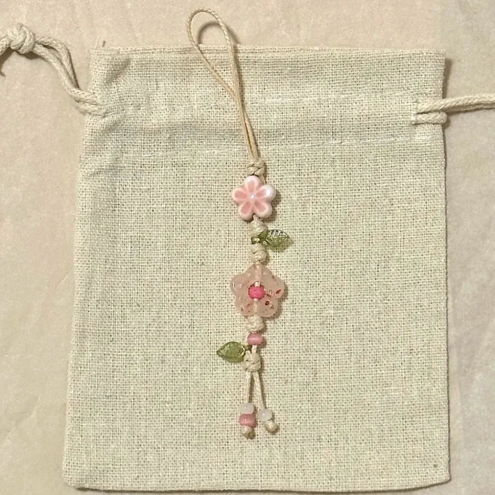 Cute Star Flower Phone Charm Ceramic Beaded Phone Lanyard Pastel Colors For Girl Bag Camera Pendant Anti-Lost Strap