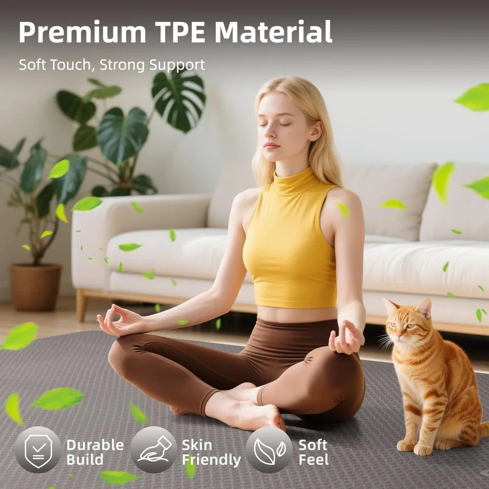 Extra Large Yoga Mat – 72"x48" or 78"x57", 1/4"–1/2" Thick Mat for Women & Men, TPE Non-Slip Pilates Mat for Home Gym