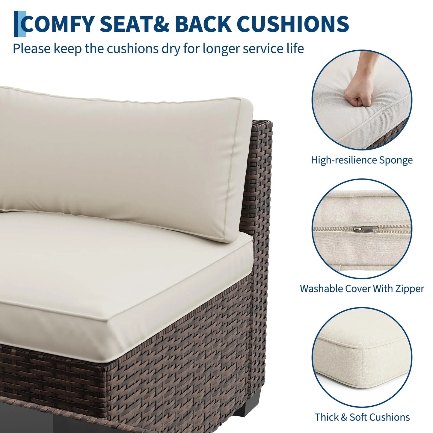 7-Piece Outdoor Patio Furniture Sectional Sofa Set With Ottoman & Storage Table, PE Wicker Conversation Set Poolside Backyard