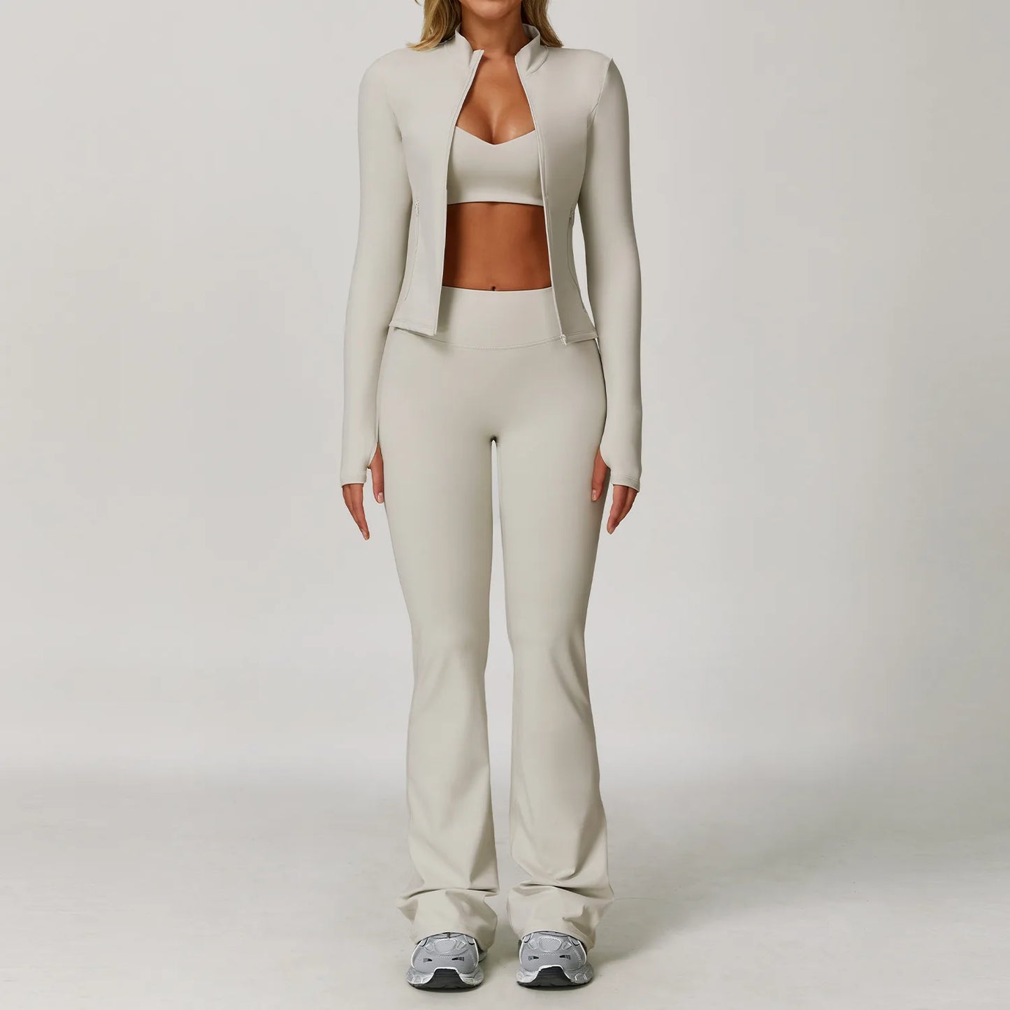 3PCS Gym Set Women Yoga Bra Jacket High Waist Workout Scrunch Leggings Shorts Sports Suit 2 Pieces Yoga Set Fitness Clothes