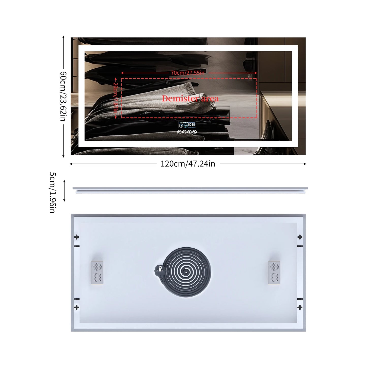 LUVODI Large Illuminate Bluetooth Bathroom Mirror Time Display LED Lighted Full Length Dressing Mirror