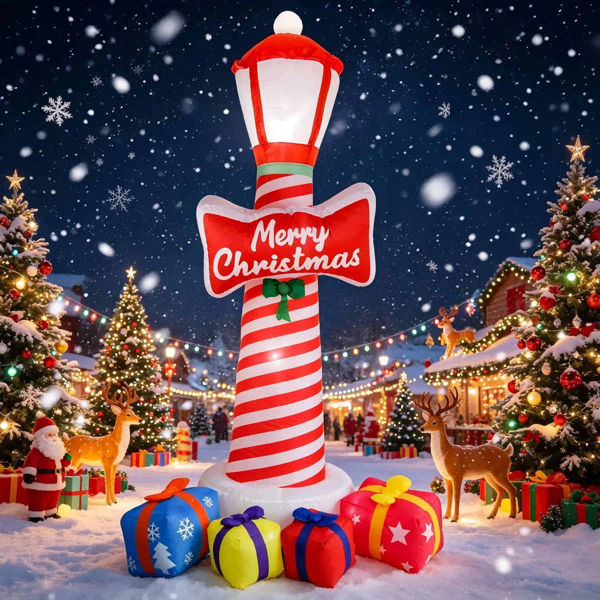 8.2FT Christmas Inflatable Lighthouse Blow Ups Yard Decor with Built-in LED Lights,