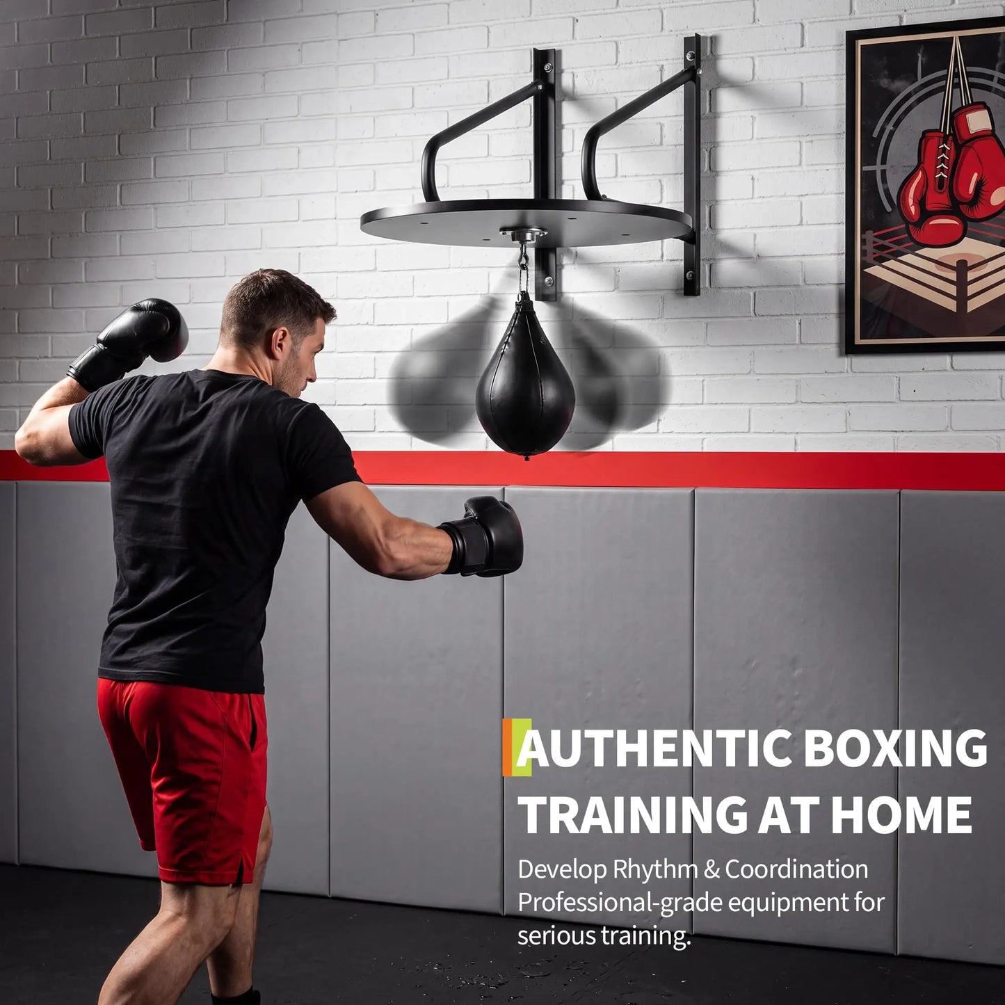 24 Inch Adjustable Speed Bag Platform With 360 Swivel, Heavy Duty Wall Mount Boxing Trainer Station For Home Gym Workout