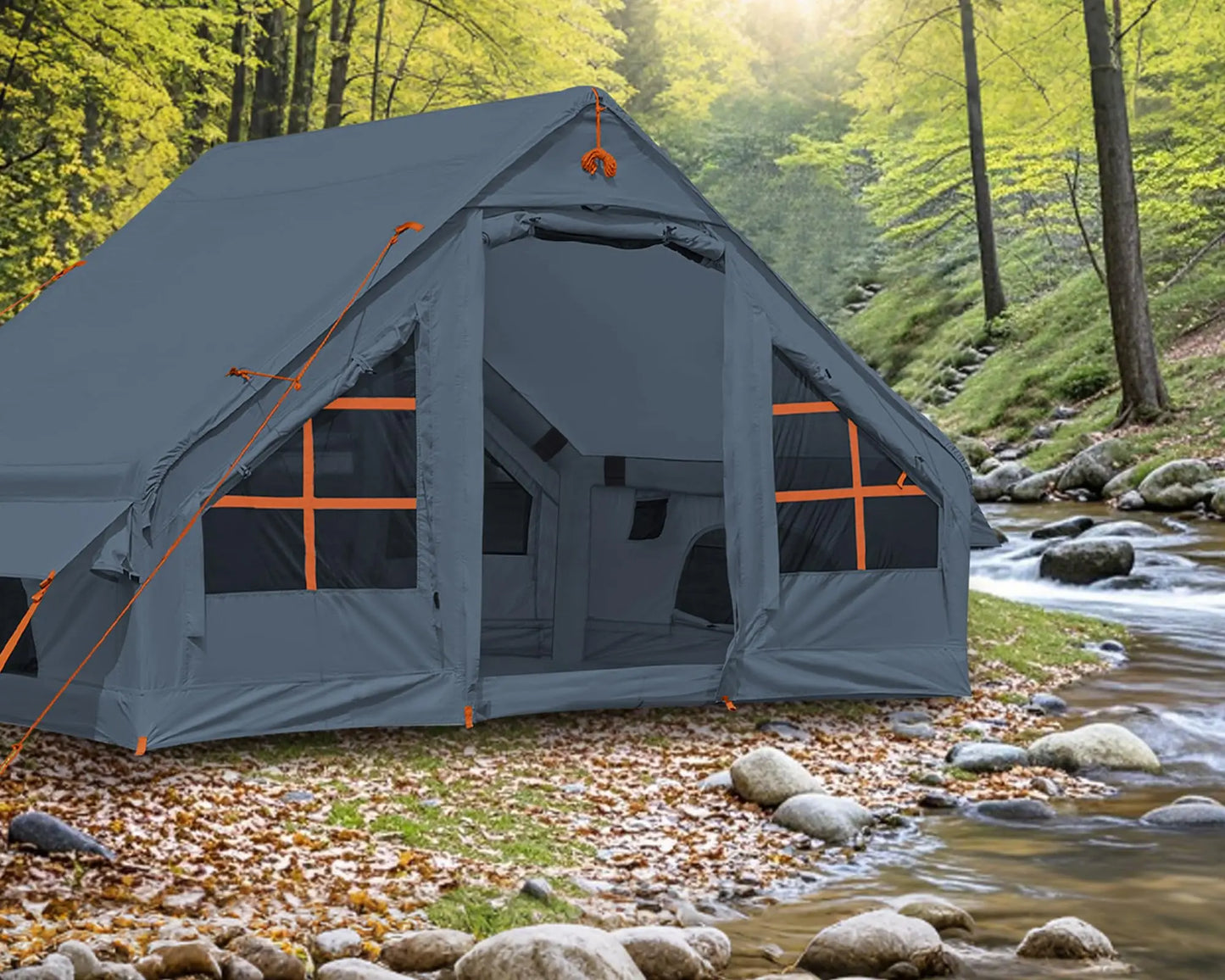 Inflatable Camping Tent With Awning Quick Setup Waterproof Oxford Tent For Adults