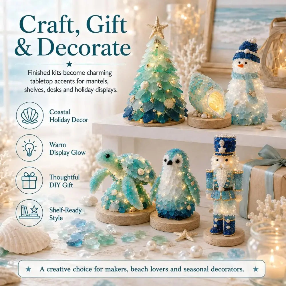 Handmade Sea Glass Art Kit For Textured Tabletop Display Crafting