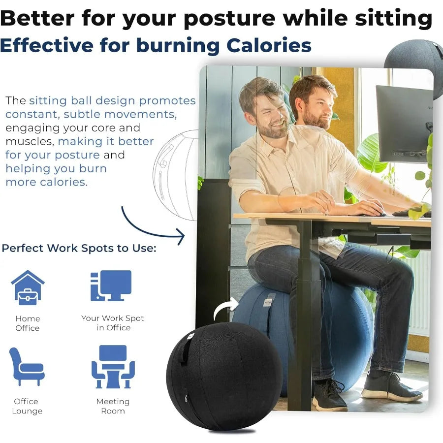 Balance Ball Chair for Office and Home Ergonomic Exercise Ball for Posture and Back Pain Relief Yoga Ball Chair Sitting Ball wi