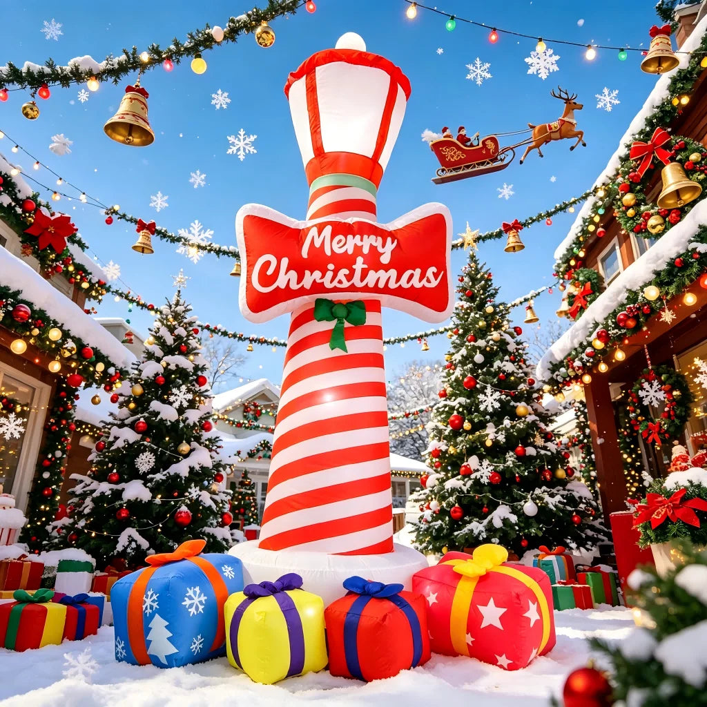 8.2FT Christmas Inflatable Lighthouse Blow Ups Yard Decor with Built-in LED Lights,