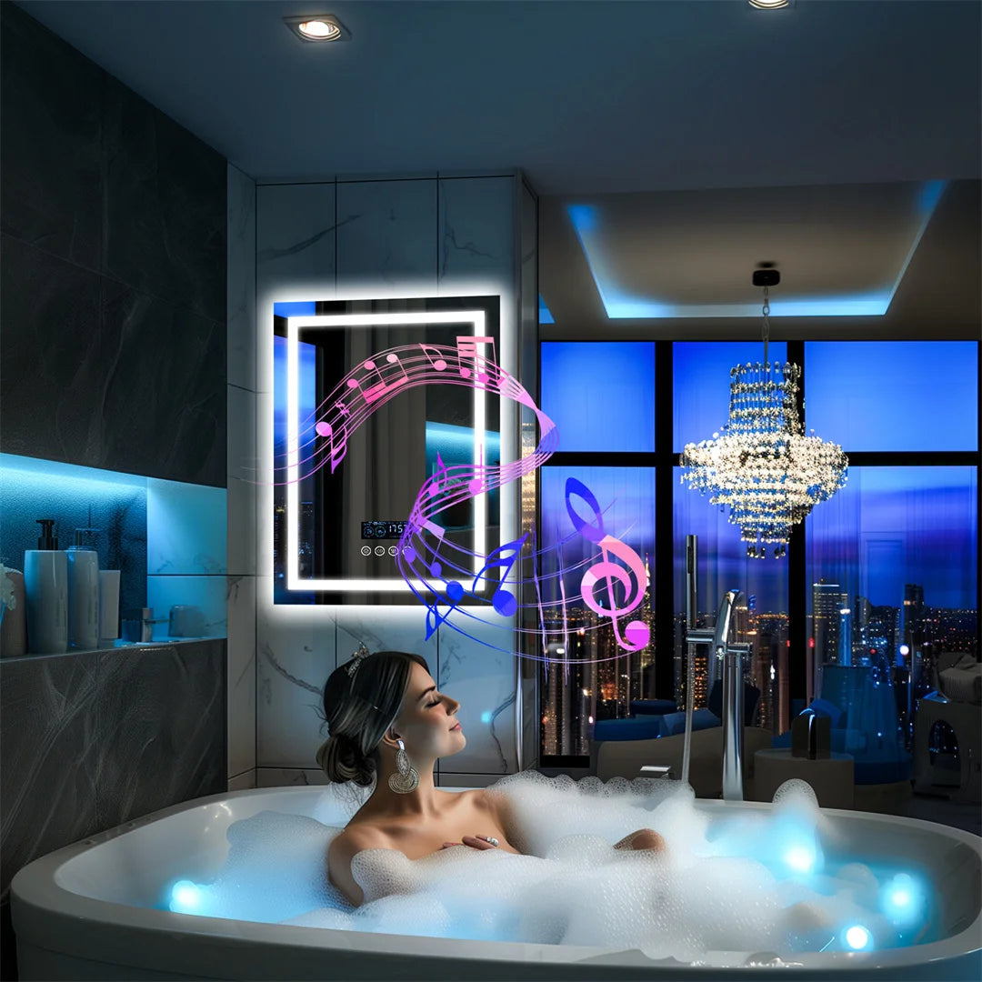 LUVODI Large Illuminate Bluetooth Bathroom Mirror Time Display LED Lighted Full Length Dressing Mirror