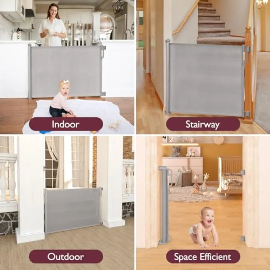 Retractable Baby Gate, Extra Wide Mesh Baby Gates for Stairs, 33" Tall, Extends to 71" Wide, Pet Dog Gate for Doorways, Stairs,