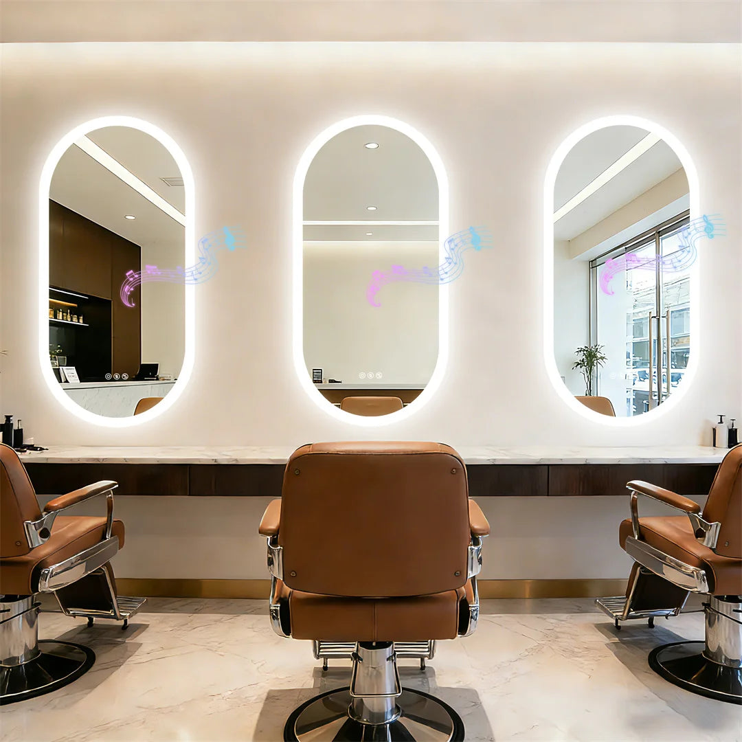 LUVODI Smart Bluetooth Lighted Bathroom Mirror with Dimming Backlit Wall Vanity Anti-Fog Tempered Glass for Sink Dressing