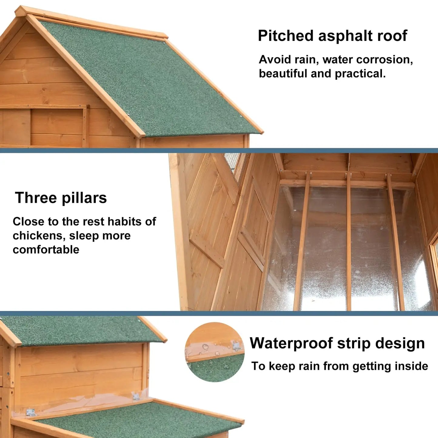 Large Chicken Coop with Wheels, Waterproof Outdoor Hen House for 6-8 Chickens, Movable Chicken House with Two, Customized