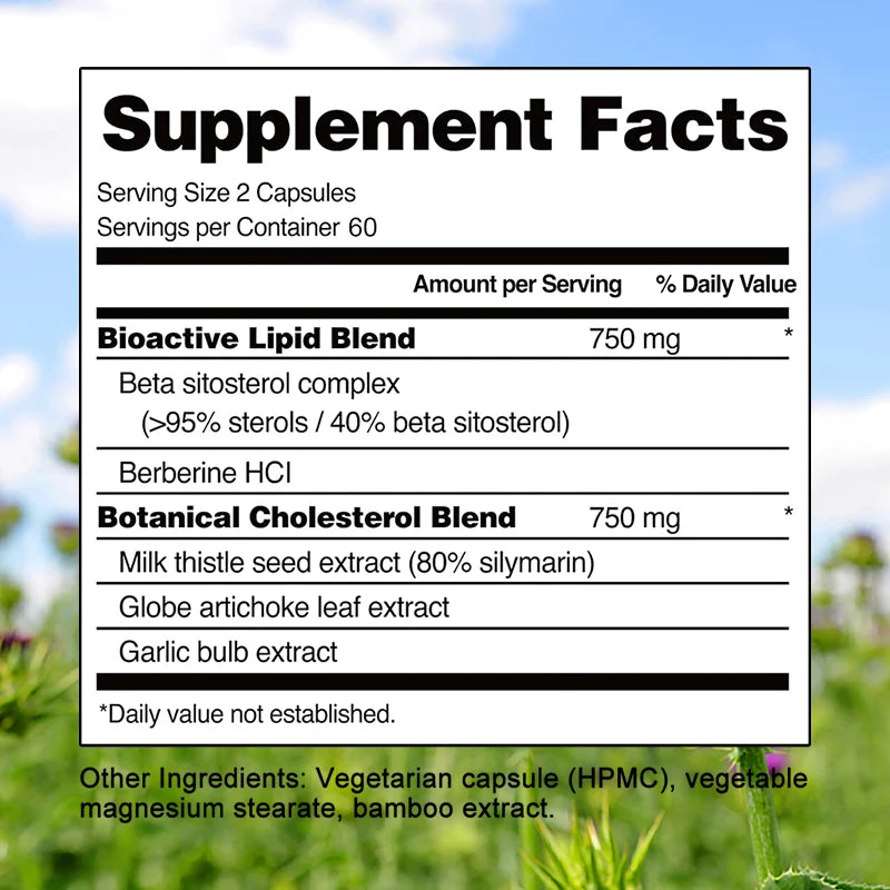 Cholesterol Support Supplement - Contains Berberine, Artichoke and Garlic To Support Healthy Cholesterol Levels and Natural Heart Health