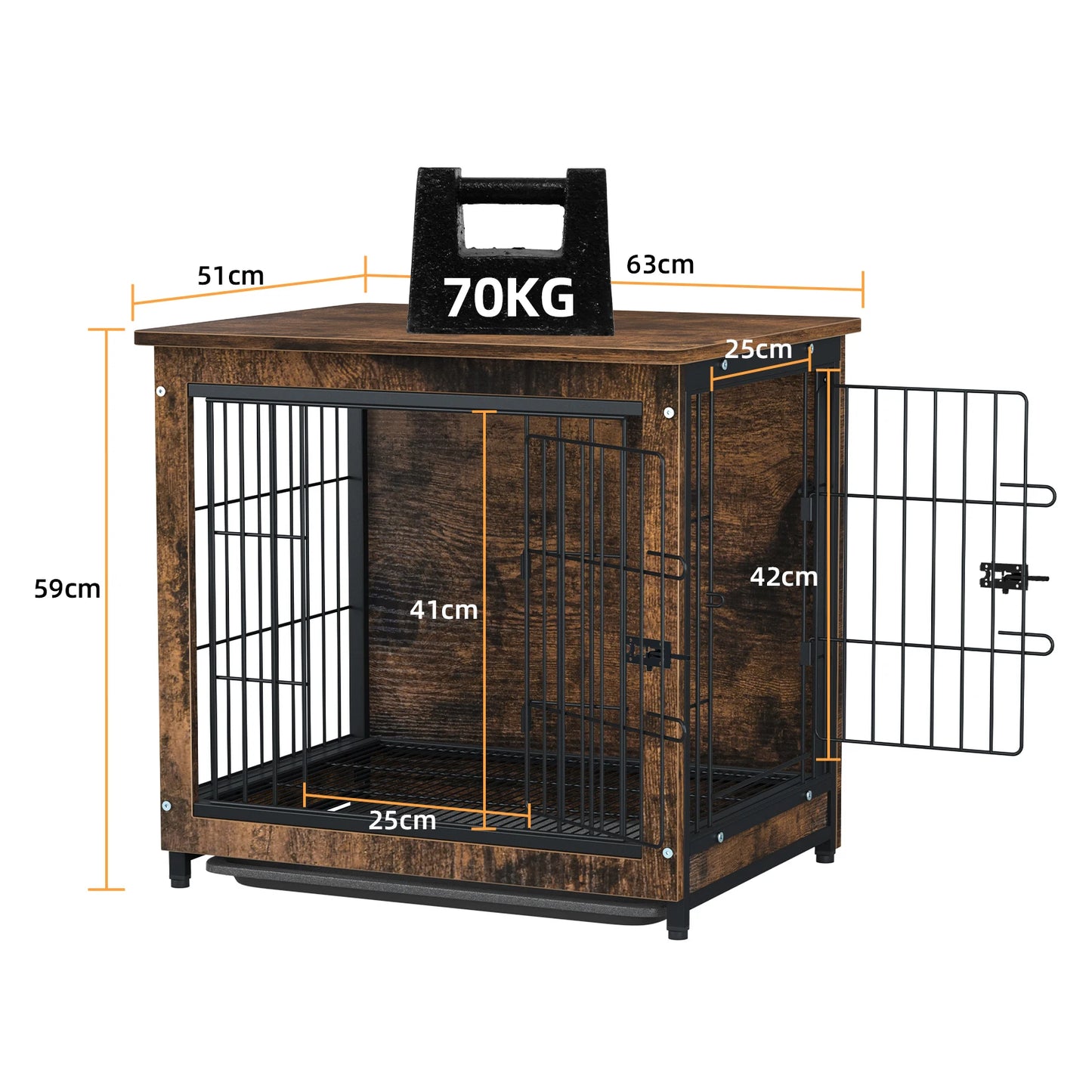 Modern Furniture Dog Cage,Pet Crate End Table,Indoor Wooden Kennel with Double Doors & Removable Tray for Small/Medium Dogs