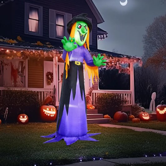 12 Ft Tall Witch Halloween Inflatables Outdoor Decorations with Build-in LED Lights - Outdoor Blow Up Decor for Yard, Party Decoration Inflatable Blow Ups for Yard Outside Halloween Decor