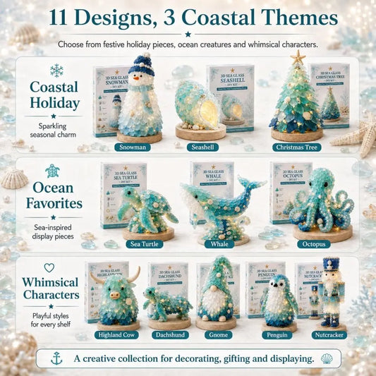 Handmade Sea Glass Art Kit For Textured Tabletop Display Crafting