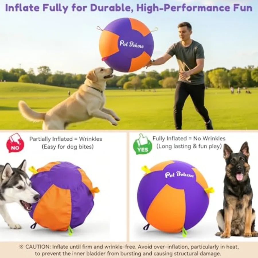 18" Herding Ball for Large Dogs - Durable Interactive Herding Toy with Fast Pump in 60S and Carry Handles for Australian Shephe