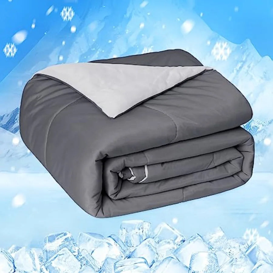 Cooling Comforter Japanese Double-Sided Cold Tech Fabric Cooling Blanket for Night Sweats Hot Sleepers, Q-Max 0.45 Soft Breatha