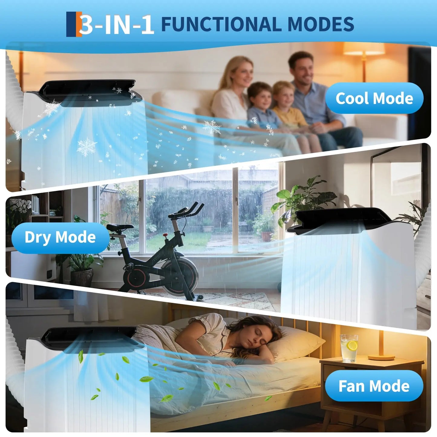 Portable AC Unit 12000 BTU, 3-in-1 Air Conditioner With Fan & Dehumidifier, Remote, Quiet Sleep Mode, 24H Timer For 550 Sq Ft