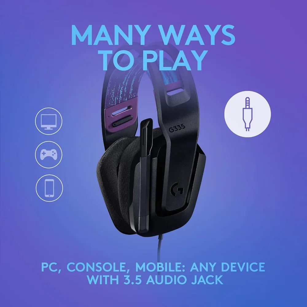 Gaming Headset, Mute Mic, 3.5mm Jack, Foam Earpads, Lightweight, Multi-System Compatible - Black