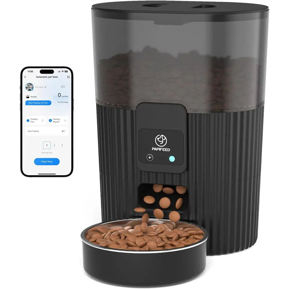 Automatic Cat Feeder with App, 2.4G WiFi Food Dispenser, 3L Slow Feeder Timed Cat Feeders for Dry Food, 10 Meals/Day, 6 Portions